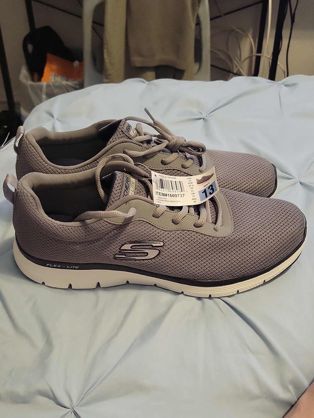 SKECHERS FLEX LITE LOW MEMORY FOAM SNEAKERS TRAINERS MEN SHOES GREY SIZE 13 NEW